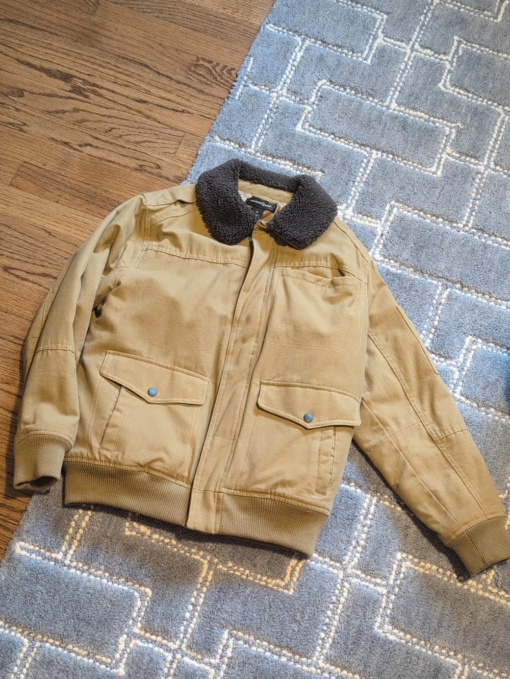 Treasure & Bond Tan Field Jacket with Dark Brown Sherpa Collar